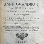Vermeil, Francois Michel. Trial of an Accused Transsexual in 18th-century France, Mémoire pour Anne Grandjean....